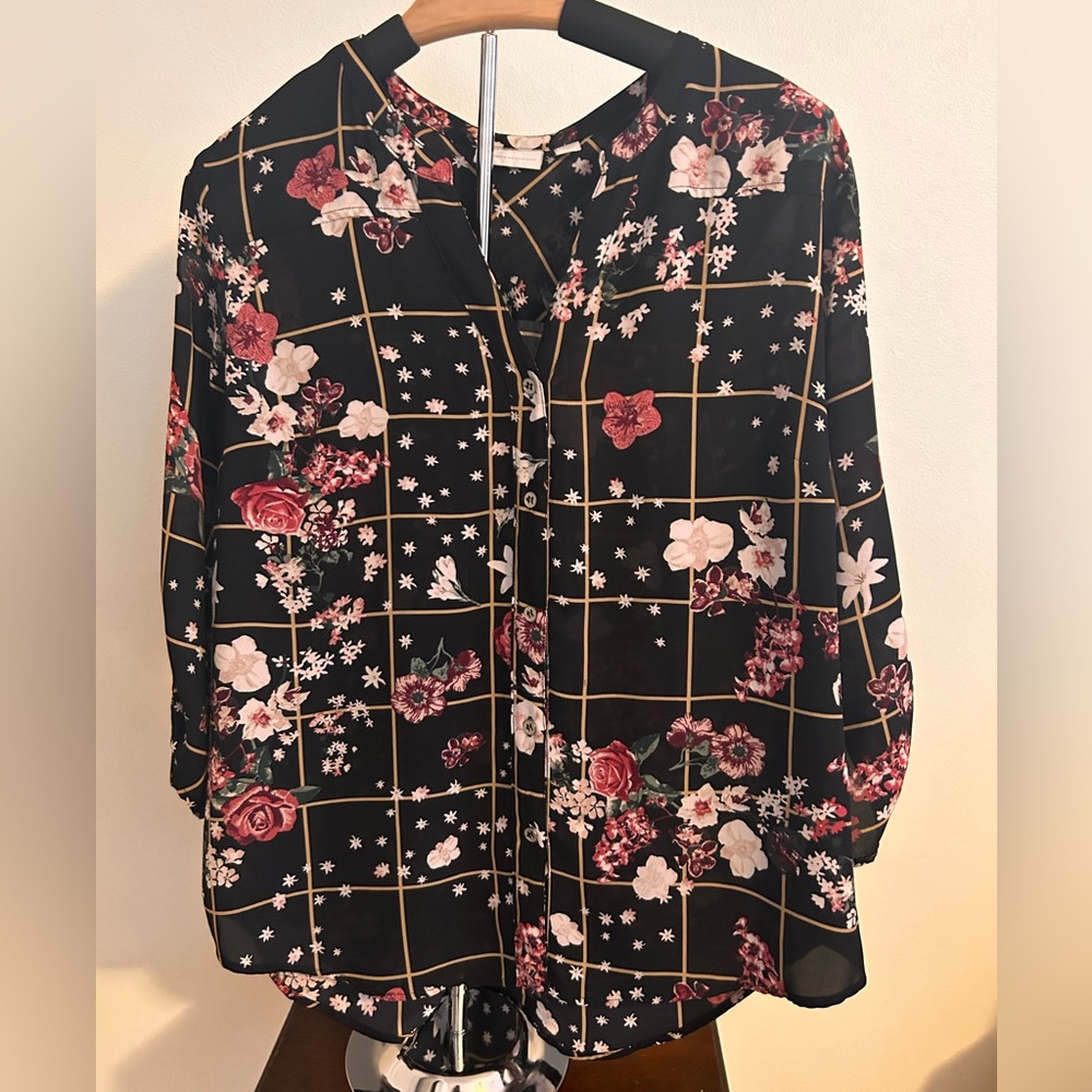 NY and company black cross stripes flower pattern